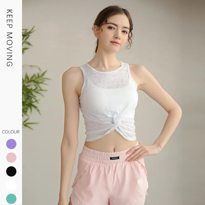 夏を楽しむ 着瘦せ ボウタイ シンプル 快適 ヨガウェア 通気性良い コットン ヨガトップス