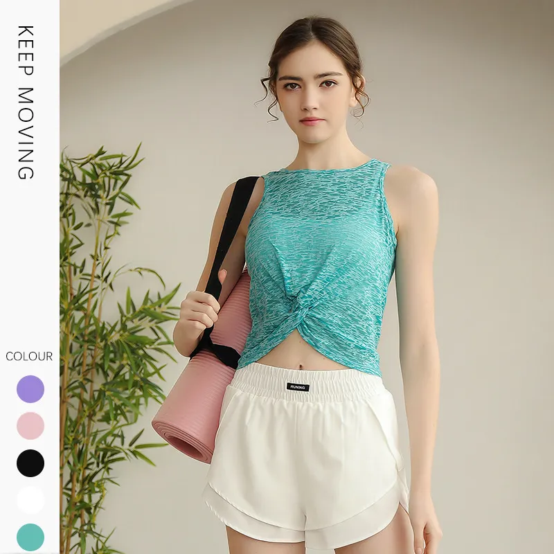 夏を楽しむ 着瘦せ ボウタイ シンプル 快適 ヨガウェア 通気性良い コットン ヨガトップス