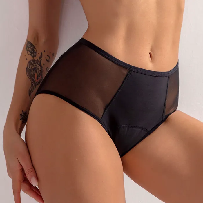 【サイズ展開】 生理用 メッシュ 切り替え 透け透け 通気性良い 漏れにくい 無地 サニタリー