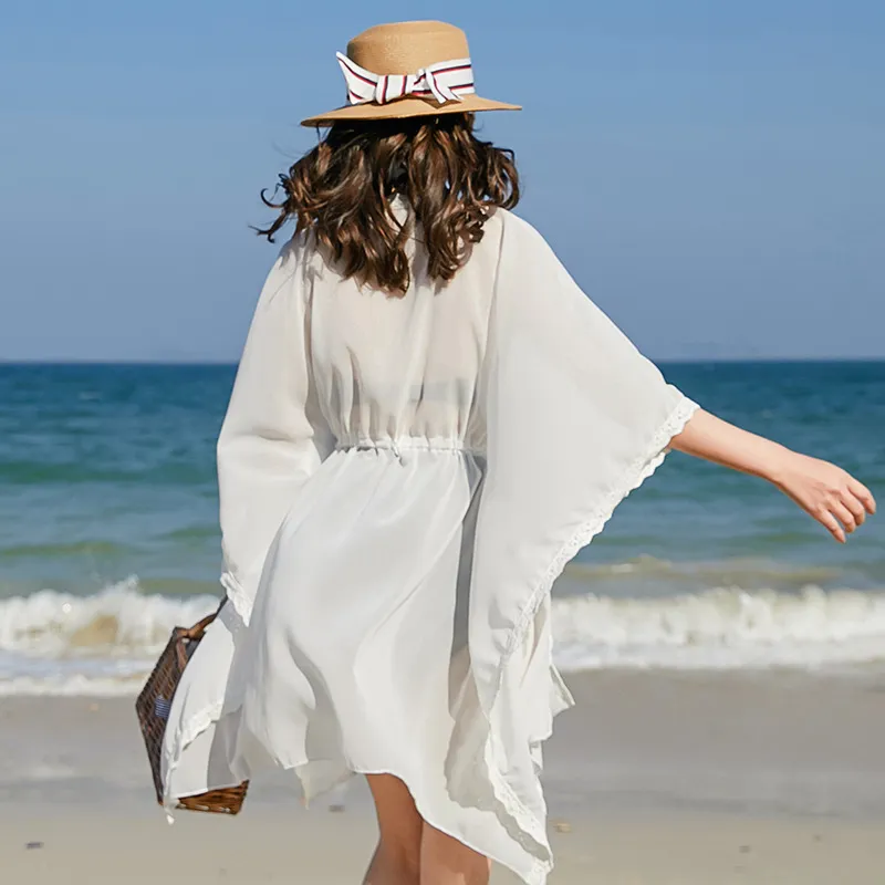 リゾート欠かせない シフォン 日焼け止め シンプル ゆたっり スリット カーディガン