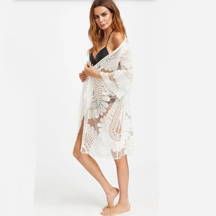 海水浴 気質アップ 刺繡 透け透け 紫外線防止 合わせやすい 可愛い セクシー カーディガン