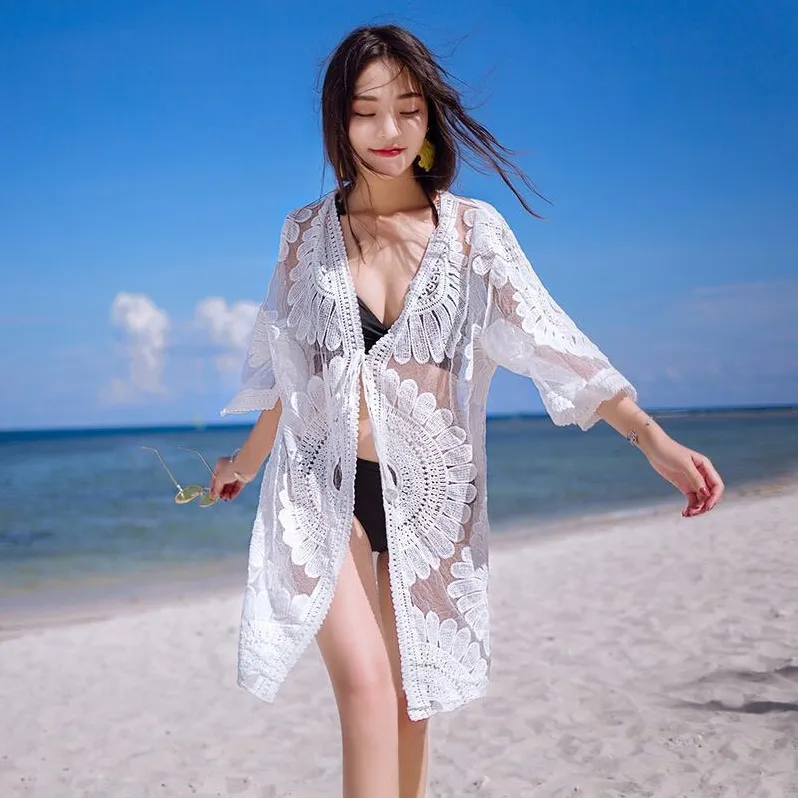 海水浴 気質アップ 刺繡 透け透け 紫外線防止 合わせやすい 可愛い セクシー カーディガン