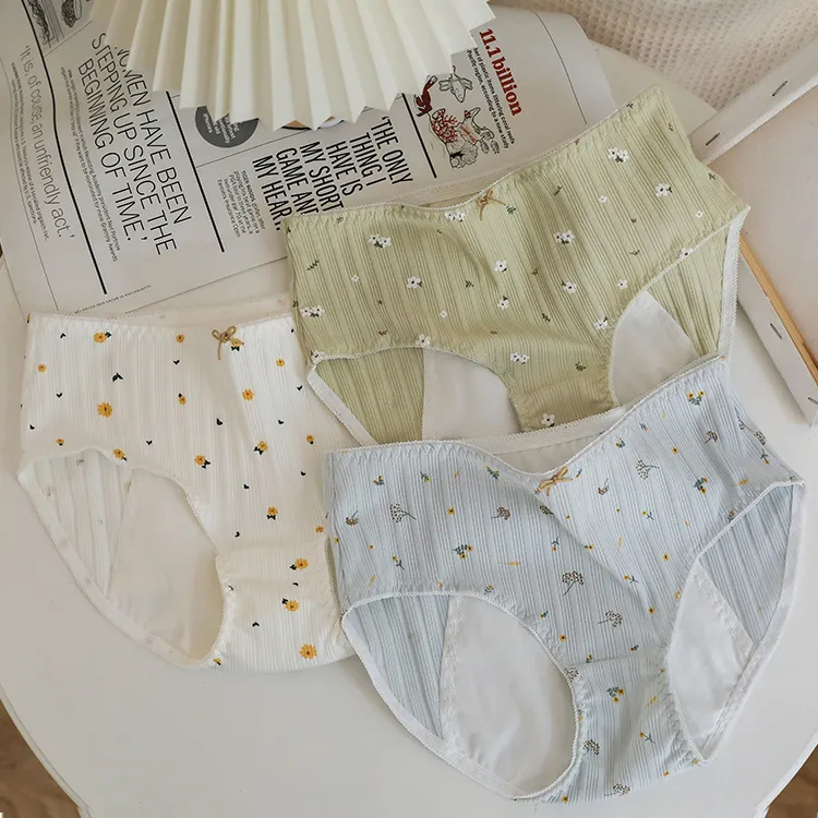 売り切れ必至 生理用 水洗いに強く 可愛い 花柄 リボン 高通気性 コットン レギュラーウェスト サニタリー
