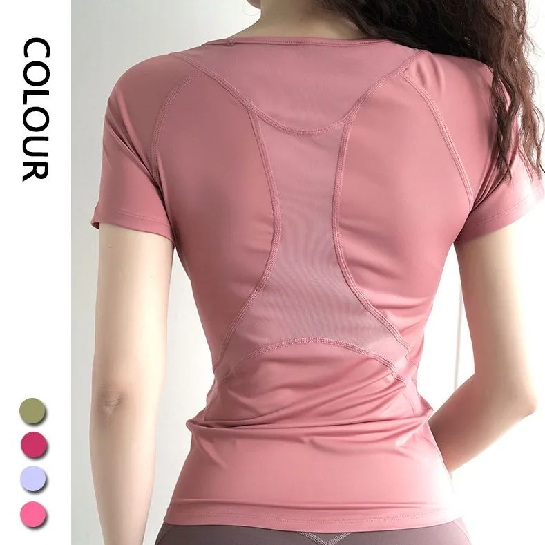 吸汗速乾素材 スポーツ ラウンドネック 柔らかく ヨガトップス