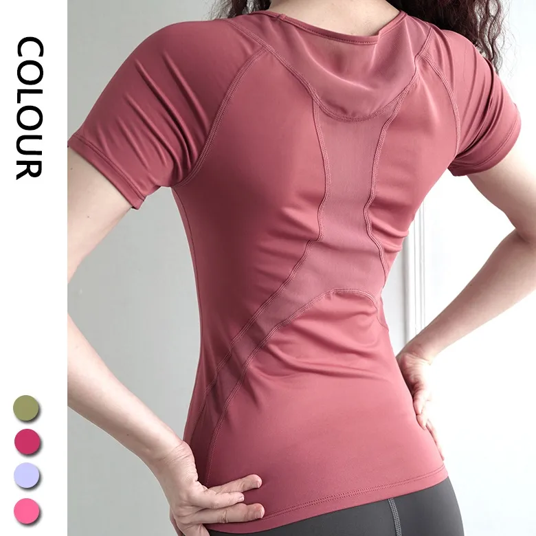 吸汗速乾素材 スポーツ ラウンドネック 柔らかく ヨガトップス