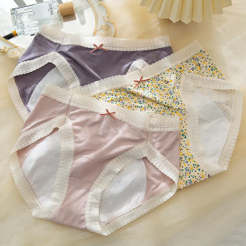 3点セット スウィート 花柄 肌触り抜群 シームレス 漏れにくい サニタリー