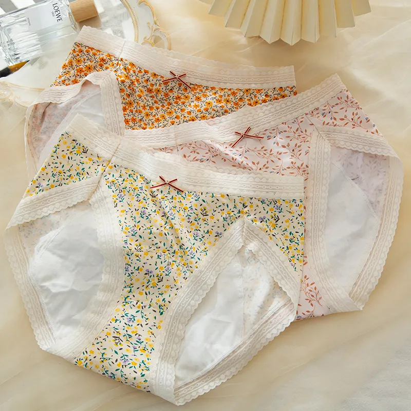 3点セット スウィート 花柄 肌触り抜群 シームレス 漏れにくい サニタリー