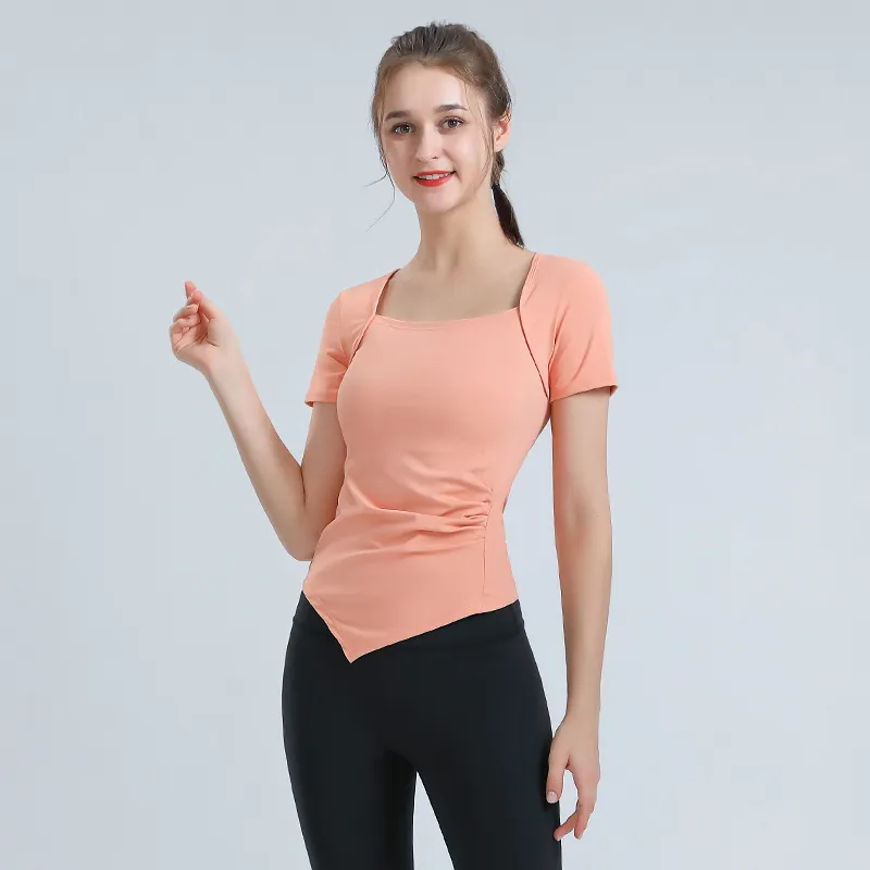 4色展開 夏を楽しむ 無地 スポーツ お肌に優しい ランダムティアード ヨガトップス