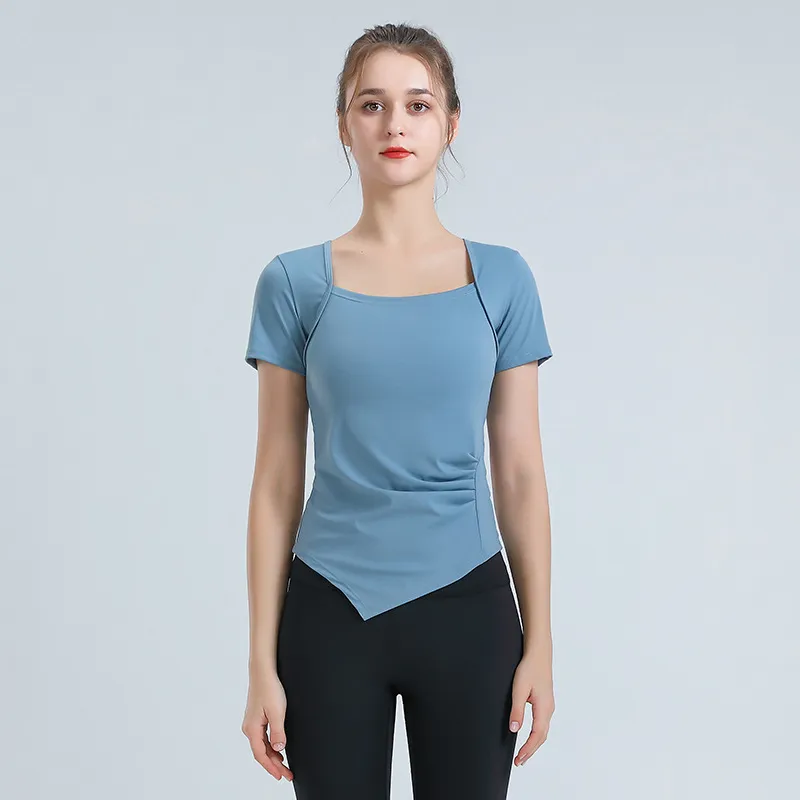 4色展開 夏を楽しむ 無地 スポーツ お肌に優しい ランダムティアード ヨガトップス