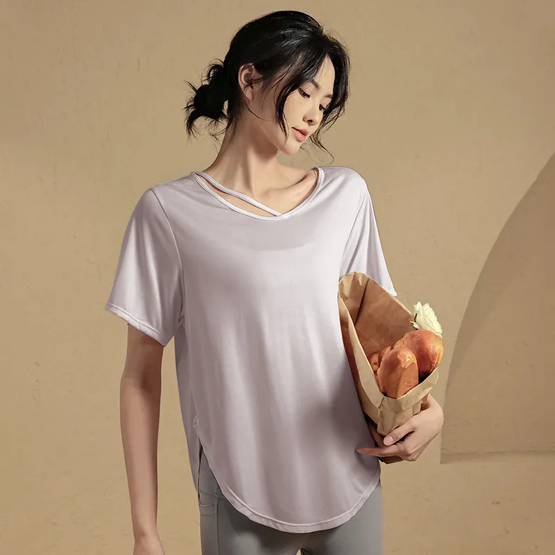 気質アップ 可愛い 無地 高通気性 運動 ランニング 速乾 半袖 オシャレ ヨガトップス