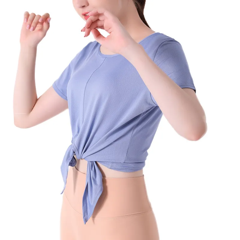 全5色  速乾 高級感  スポーツ スリット ボウタイ ヨガトップス