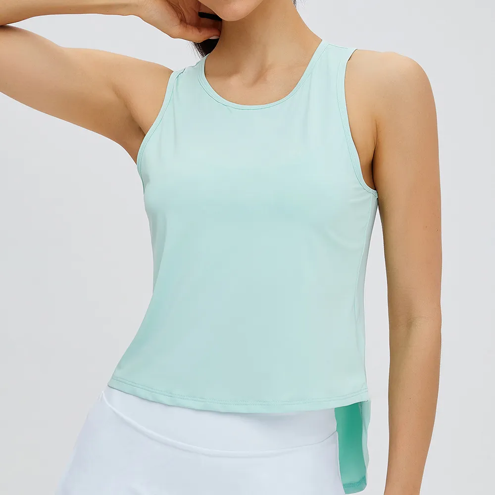 韓国風ファッション  スポーツ スリット 速乾  ボウタイ シンプル 通気性良い ヨガトップス
