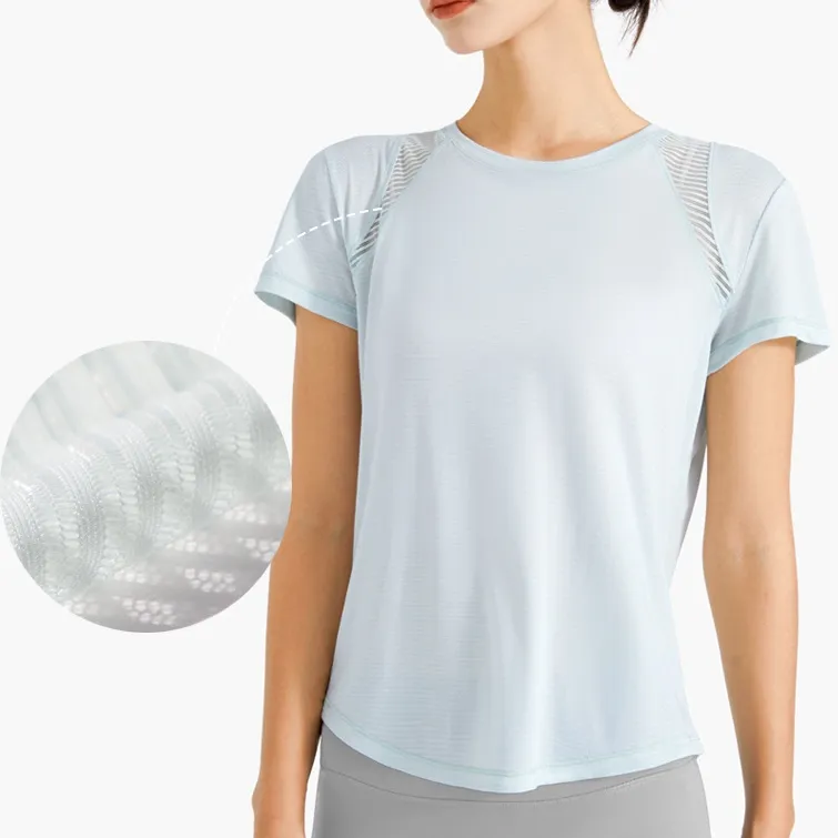 夏を楽しむ ラウンドネック 無地 スリットスポーツ お肌に優しい  涼しい ヨガトップス