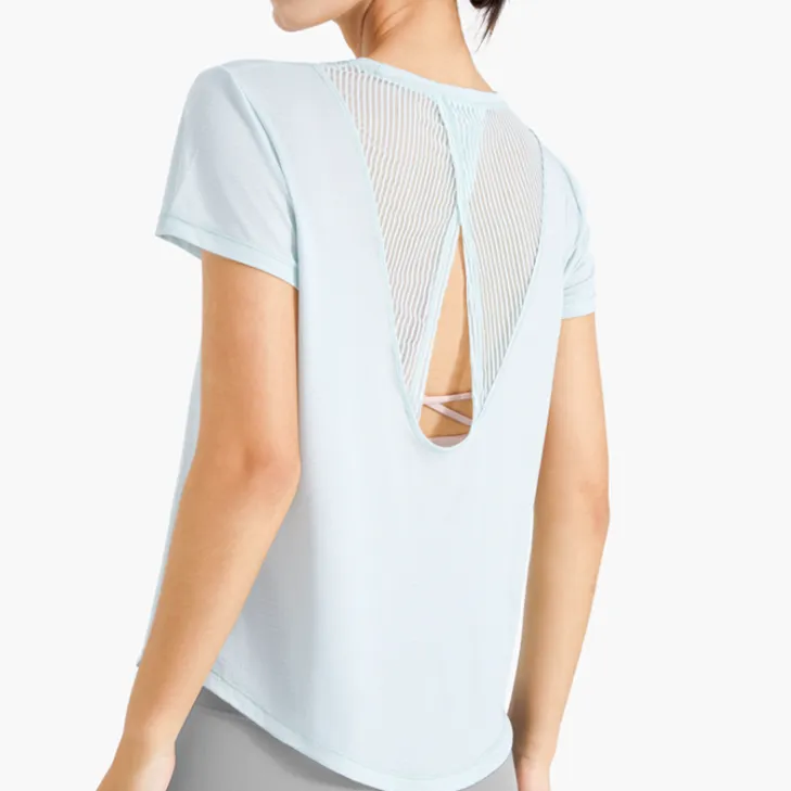 夏を楽しむ ラウンドネック 無地 スリットスポーツ お肌に優しい  涼しい ヨガトップス