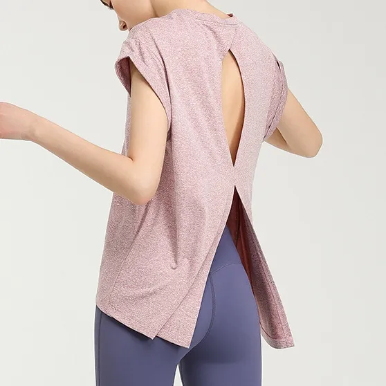 着回し力抜群 可愛い 無地 透かし彫り セクシー プルオーバー 無地 ボウタイ スリット ヨガトップス