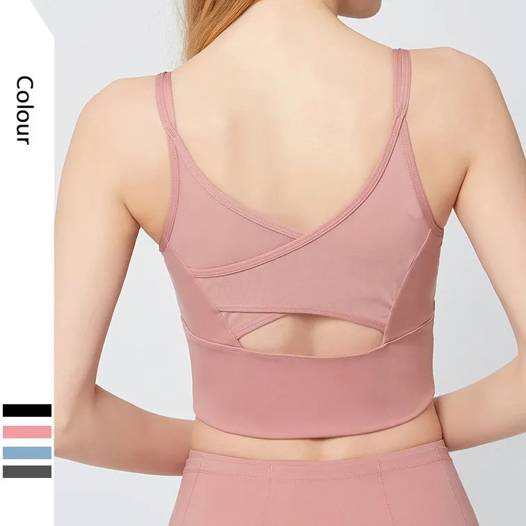 吸汗速乾素材 背中魅せ スクエアネック スポーツ 無地 トップス