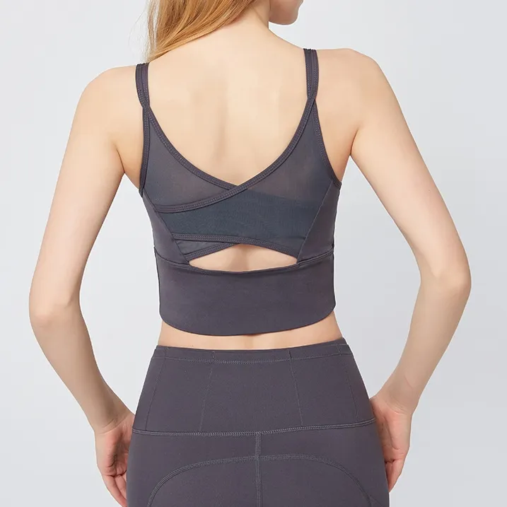 吸汗速乾素材 背中魅せ スクエアネック スポーツ 無地 トップス