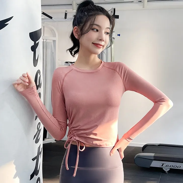 シンプル クッション性 長袖 吸汗速乾 スポーツ ボウタイ 着痩せ つけ心地 ヨガトップス