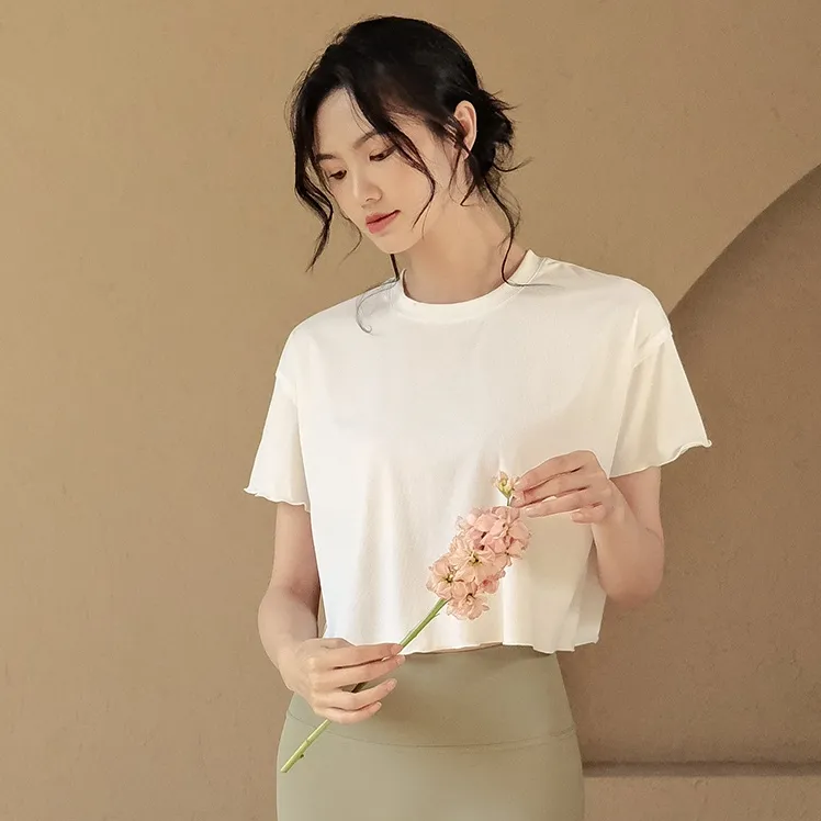 気質アップ 美しいバックライン 速乾 ランニング 運動 不規則 スリット セクシー 無地 カジュアル ヨガトップス