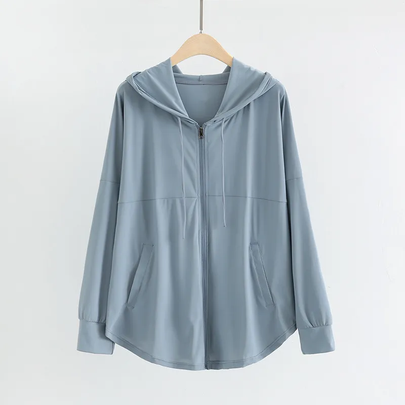 カジュアル 長袖 ジッパー フード付き ゆったり スポーツ 無地 吸汗速乾素材 ヨガトップス
