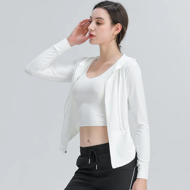単品販売 シンプル 無地 フード付き スポーツ 長袖 フィット 色移りしない ヨガトップス