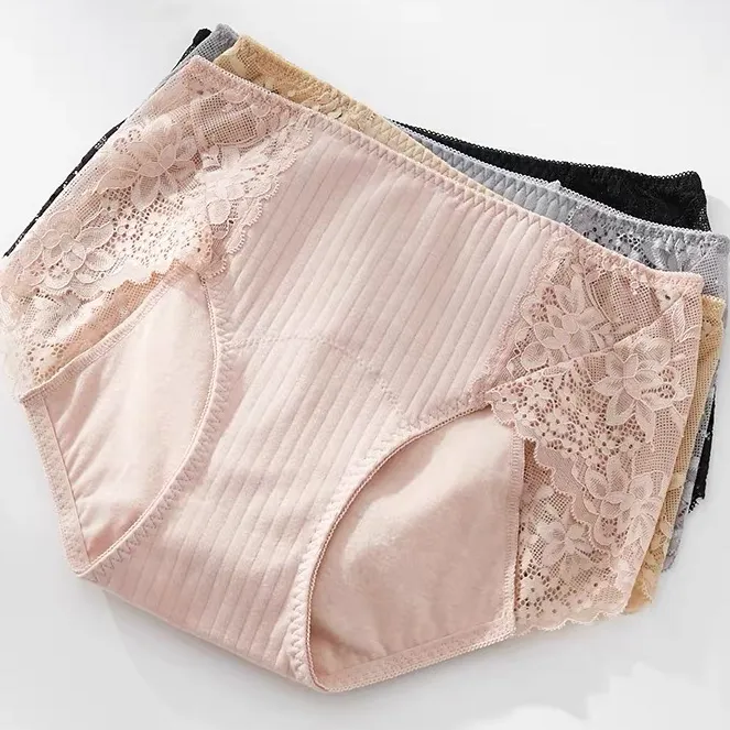 2点セット レース 無地 綿 漏れにくい 柔らかい スウィート 生理用 サニタリー