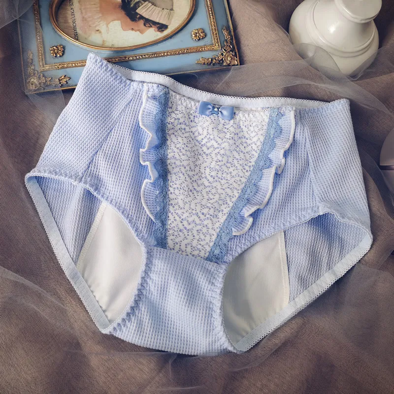 絶対欲しい ワッフル生地  レース リボン 高通気 レギュラーウエスト 漏れにくい サニタリー