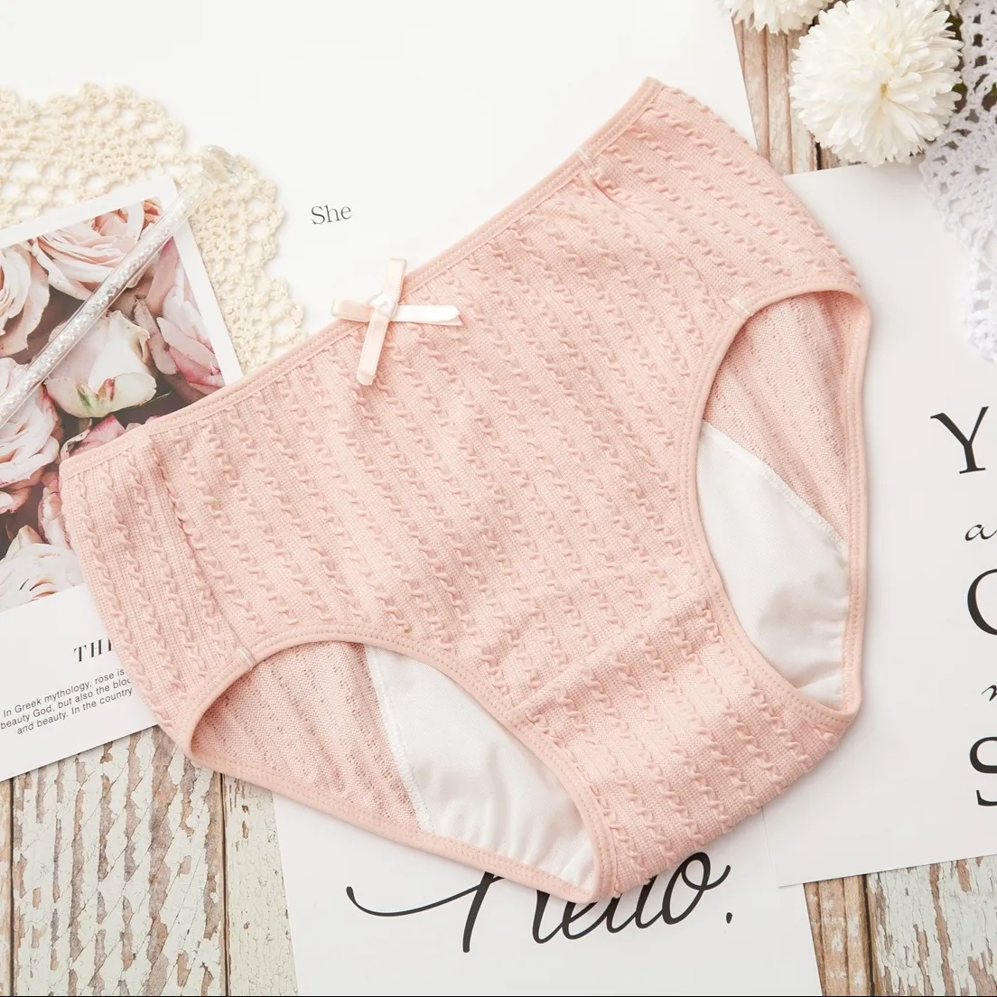 超かわいい  高通気 ヒップアップ リボン付き ムレにくい  柔らかい  漏れにくい 抗菌防臭  サニタリー