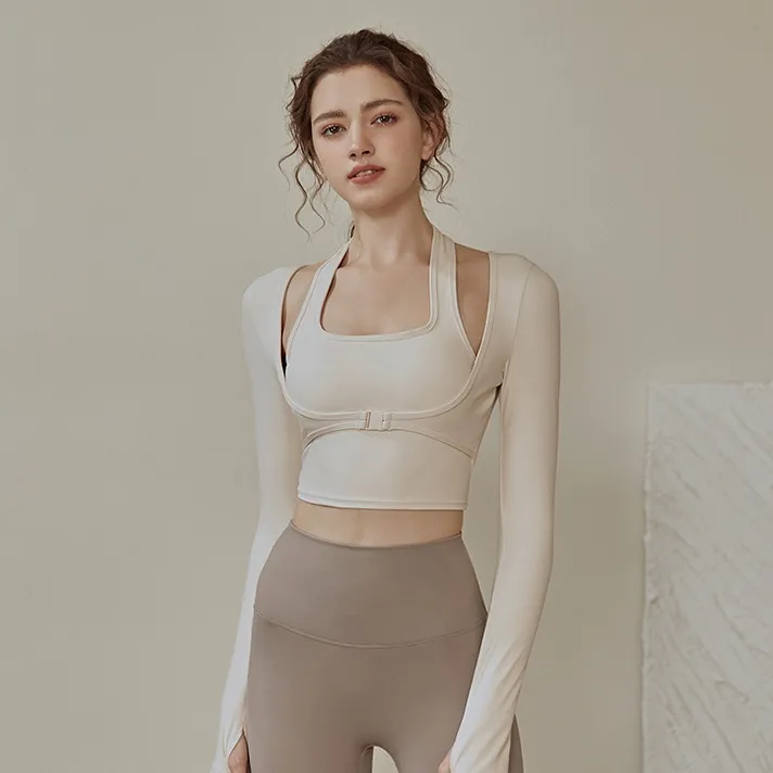 定番シンプル レイヤード 重ね着風 ホルターネック ランニング 運動 着瘦せ 優雅 吸汗 ヨガトップス