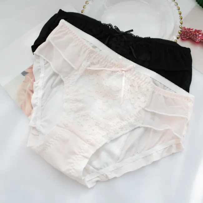 高通気 レース 切り替え リボン付き レギュラーウエスト 質感のいい 漏れにくい 抗菌防臭 サニタリー