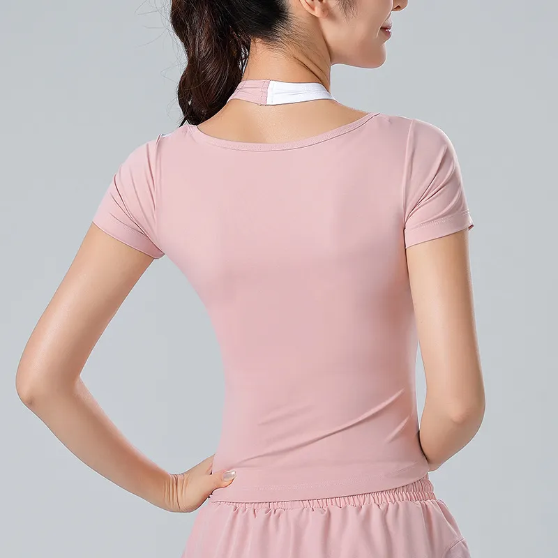 デザイン性抜群 配色 スポーツ系 運動 速乾性 半袖 吸汗 ファッション 可愛い ヨガトップス