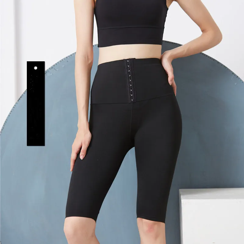 上品なシルエット 無地 フロントホック お腹を引き締める 着瘦せ 体型補正 ヨガパンツ ガードル