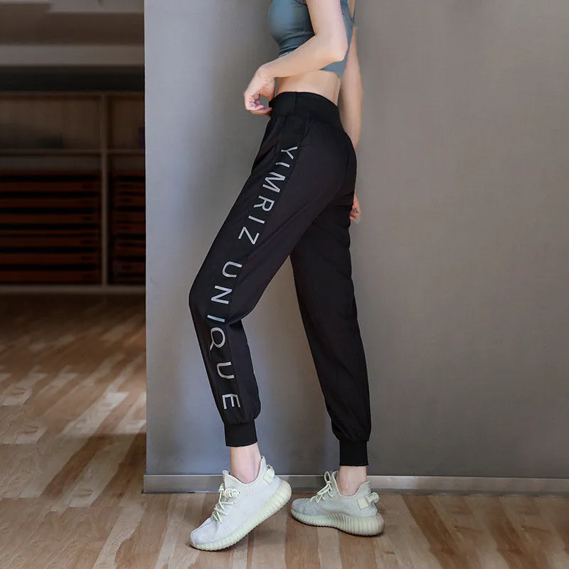 カジュアル ゆったり アルファベット スポーツ 切り替え ハイウエスト 吸汗速乾 ヨガパンツ