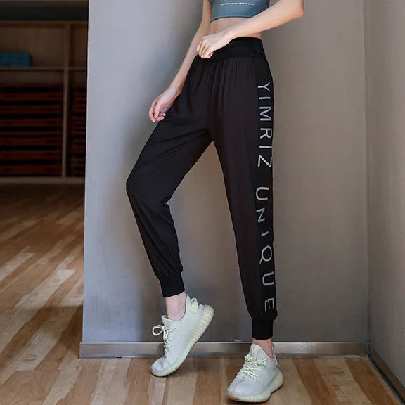 カジュアル ゆったり アルファベット スポーツ 切り替え ハイウエスト 吸汗速乾 ヨガパンツ