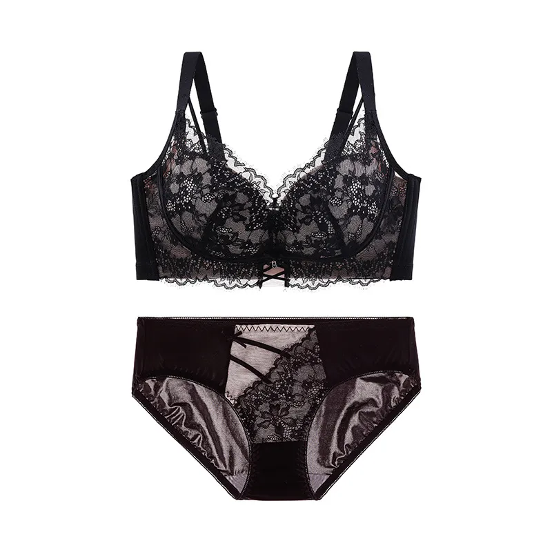 バストアップ ノンワイヤー C-Dカップ レース 離れ乳改善 美乳 フェミニン ブラ・ショーツセット