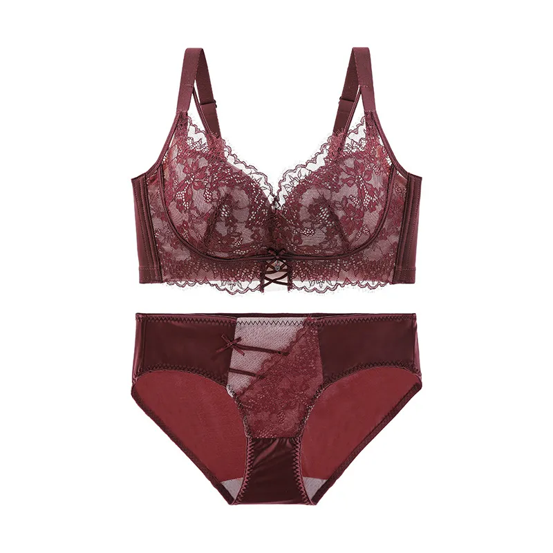 バストアップ ノンワイヤー C-Dカップ レース 離れ乳改善 美乳 フェミニン ブラ・ショーツセット