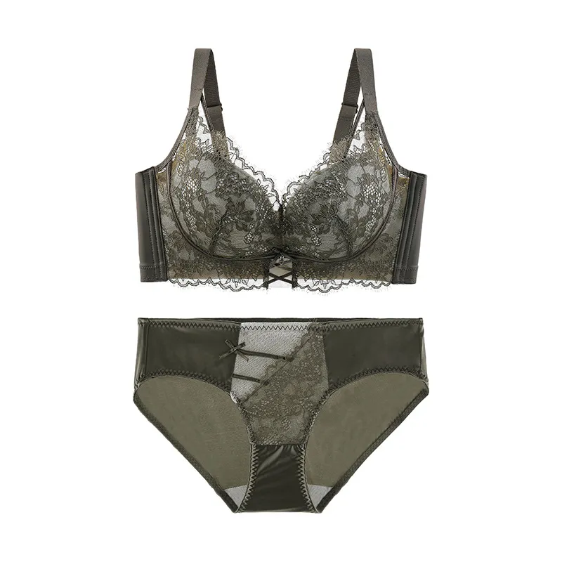 バストアップ ノンワイヤー C-Dカップ レース 離れ乳改善 美乳 フェミニン ブラ・ショーツセット