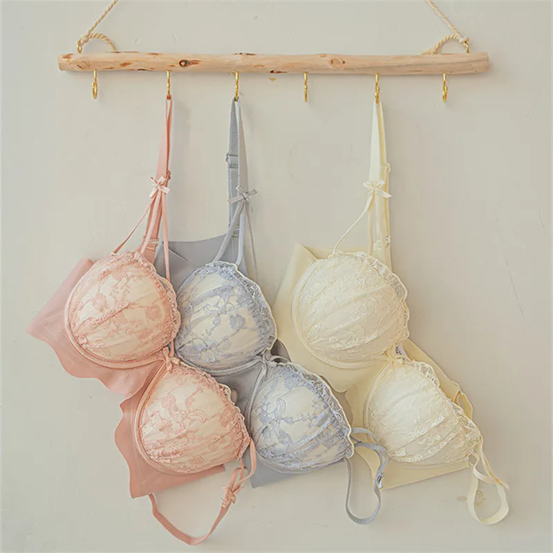 【24H期間限定セール】まん丸バスト 単品販売可能 ノンワイヤー A-Bカップ 可愛い 美乳 ハミ肉ゼロ レース ブラ・ショーツセット