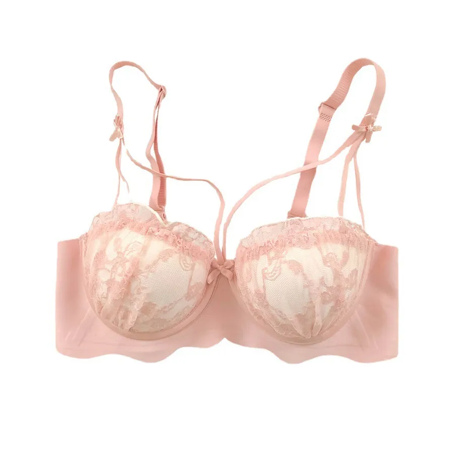 【24H期間限定セール】まん丸バスト 単品販売可能 ノンワイヤー A-Bカップ 可愛い 美乳 ハミ肉ゼロ レース ブラ・ショーツセット