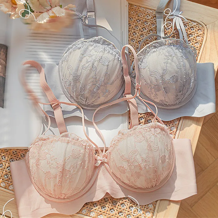 【24H期間限定セール】まん丸バスト 単品販売可能 ノンワイヤー A-Bカップ 可愛い 美乳 ハミ肉ゼロ レース ブラ・ショーツセット