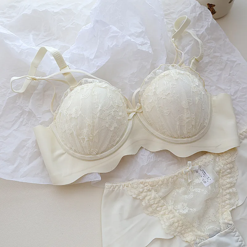 【24H期間限定セール】まん丸バスト 単品販売可能 ノンワイヤー A-Bカップ 可愛い 美乳 ハミ肉ゼロ レース ブラ・ショーツセット