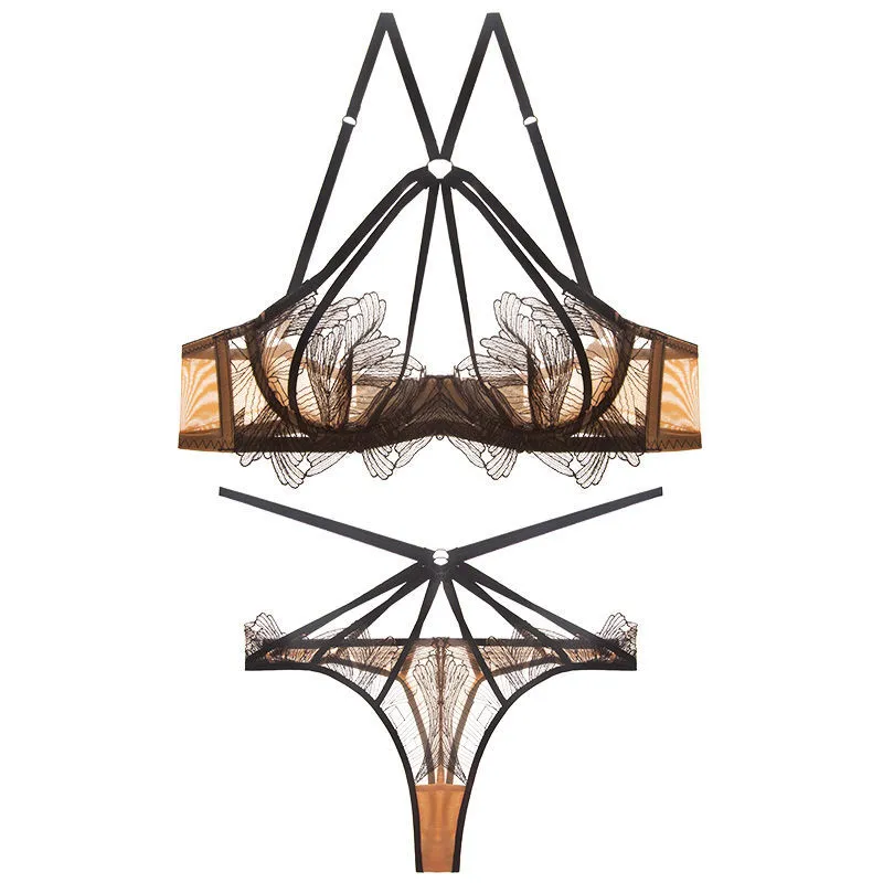 質感あふれる セクシー 透け レース 単品注文 ワイヤー入り 超薄手 B-Dカップ 美胸 ブラ・ショーツセット