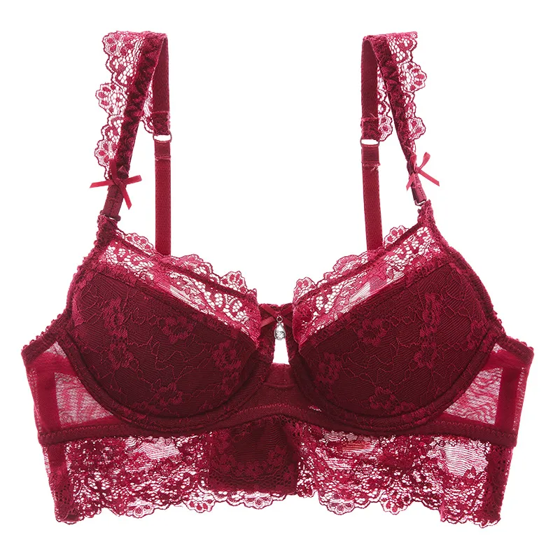 （B-Eカップ）セクシー レース 透かし彫り ワイヤー入り 脇高 単品販売可 美胸 谷間メイク ブラ・ショーツセット