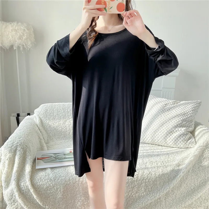 カジュアル ゆったり ワンピース 無地 Ｔシャツ プルオーバー シンプル パジャマ