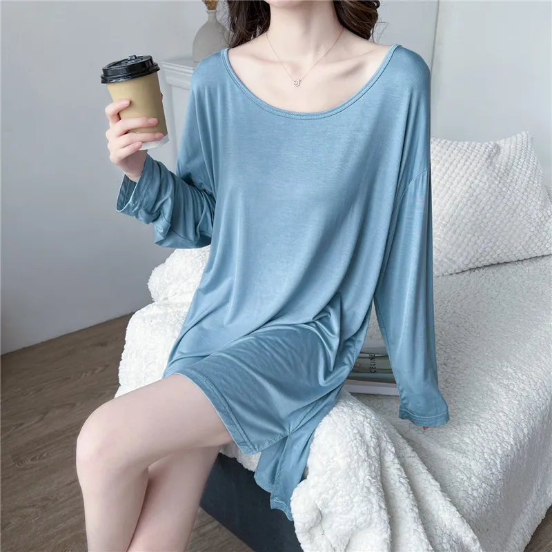 カジュアル ゆったり ワンピース 無地 Ｔシャツ プルオーバー シンプル パジャマ