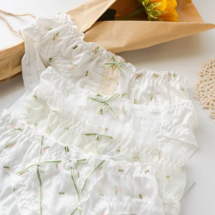 清新 スウィート レース 花柄 リボン飾り 柔らかい 女子高生 スタンダードショーツ