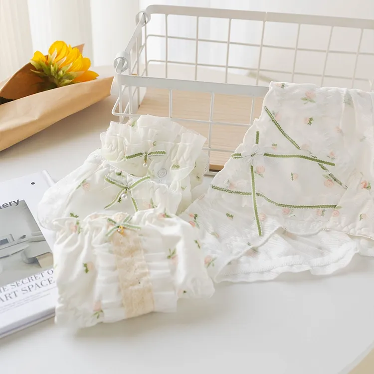 清新 スウィート レース 花柄 リボン飾り 柔らかい 女子高生 スタンダードショーツ