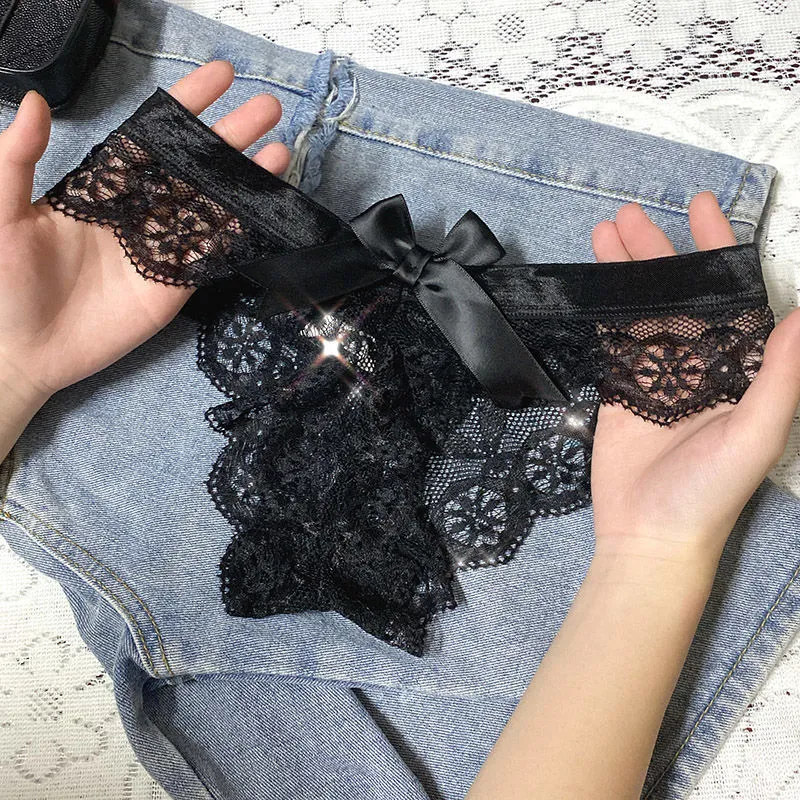 美人度アップ リボン飾り レース 切り替え 可愛い 柔らかい スケスケ 着心地良い Tバック・タンガ