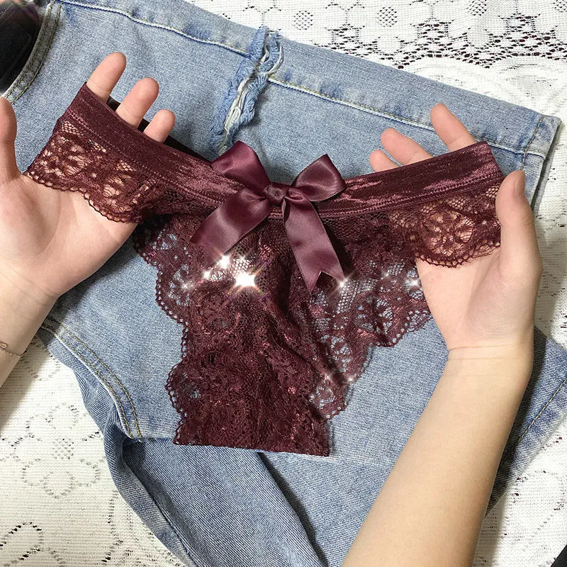 美人度アップ リボン飾り レース 切り替え 可愛い 柔らかい スケスケ 着心地良い Tバック・タンガ