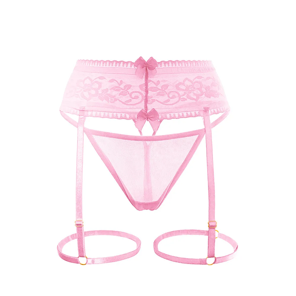 超絶 エロカワ 2点セット レース スケスケ 美尻 ガーターベルト+Ｔバック セット